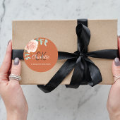 Sticker Rond Rose gold floral vert sauge orange brûlé merci