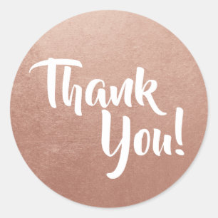 Sticker Rond Rose Gold Foil Photo Merci!
