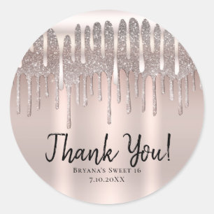 Sticker Rond Rose Gold Glacé Diamant Paillettes Dégoulinant Dou