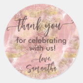 Sticker Rond Rose Gold Glam Party Faux Parties scintillant Merc (Devant)