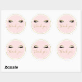 Sticker Rond Rose Gold Glitzy Black Eyelashes Merci (Feuille)