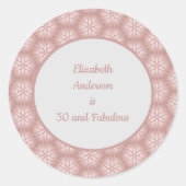 Sticker Rond Rose Gold Grey & Rose 50 et Fabuleux anniversaire (Devant)