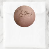 Sticker Rond Rose Gold Lashes Studio Beauté Shop Luxe Élégant (Sac)