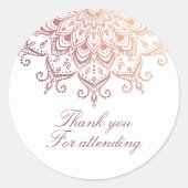 Sticker Rond Rose Gold Mandala Merci (Devant)