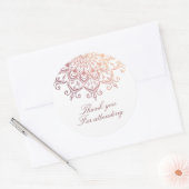 Sticker Rond Rose Gold Mandala Merci (Enveloppe)