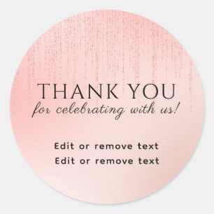 Sticker Rond Rose Gold Merci Bienvenue Félicitations