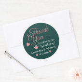 Sticker Rond Rose Gold Merci mariage Faveur Emerald Green (Enveloppe)