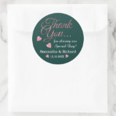 Sticker Rond Rose Gold Merci mariage Faveur Emerald Green (Sac)