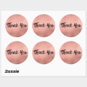 Sticker Rond Rose Gold Metallic Merci tendance (Feuille)