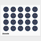 Sticker Rond Rose Gold & Navy | Merci Mariage, Favoriser (Feuille)