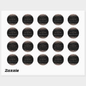 Sticker Rond Rose Gold Nom de la Parties scintillant Merci 21e  (Feuille)
