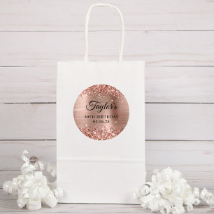 Sticker Rond Rose Gold Pailleté 50e Anniversaire