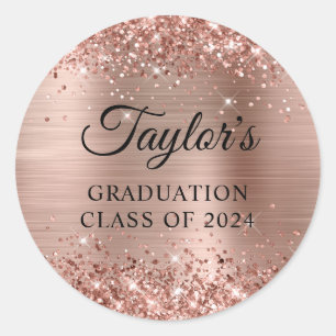 Sticker Rond Rose Gold Pailleté Diplôme