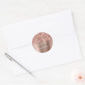 Sticker Rond Rose Gold Pailleté Féminin Calligraphie de Signatu (Enveloppe)