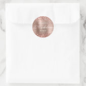 Sticker Rond Rose Gold Pailleté Glam Moderne Script 30 & Fabule (Sac)