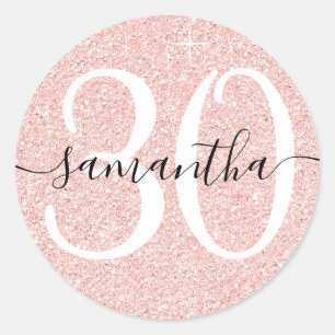 Sticker Rond Rose Gold Pâle Féminin Faux Paillettes Personnalis