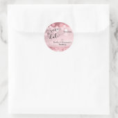 Sticker Rond Rose Gold Parties scintillant Bokeh & Typographie  (Sac)