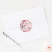 Sticker Rond Rose Gold Parties scintillant Bokeh & Typographie  (Enveloppe)