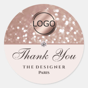 Sticker Rond Rose Gold Parties scintillant Étoiles Étoiles Diam