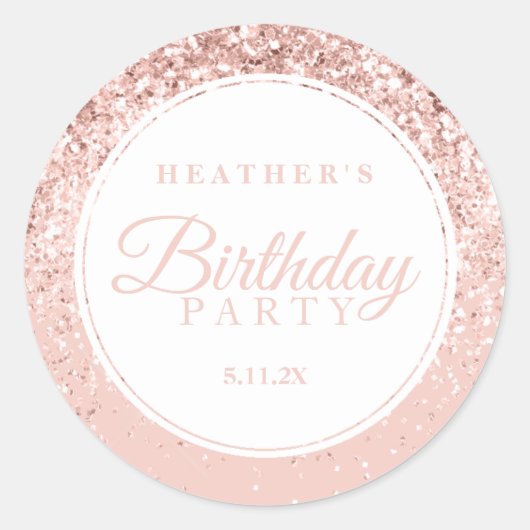Sticker Rond Rose Gold Parties scintillant Fab fête d'anniversa (Devant)