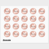 Sticker Rond Rose Gold Pastel Rose Clair Monogrammé Nom  (Feuille)