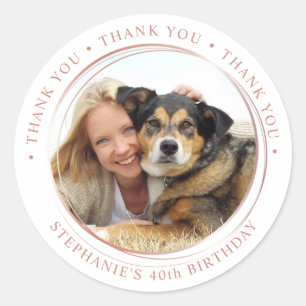 Sticker Rond Rose Gold Personnalisé Chic Anniversaire Remerciem