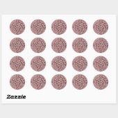 Sticker Rond Rose Gold Pink Glam Parti Empreinte de léopard (Feuille)