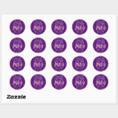 Sticker Rond Rose Gold Purple 80e anniversaire Merci Parties sc (Feuille)