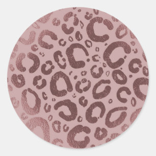 Sticker Rond Rose Gold Rose Glam Imprimé Léopard Soirée
