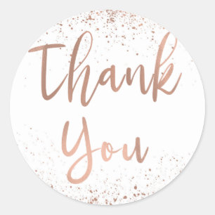 Sticker Rond Rose Gold Rose Glam Moderne Chic Mariage Merci