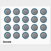 Sticker Rond Rose Gold Rose Mandala sur Fond Nuit (Feuille)