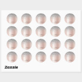 Sticker Rond Rose Gold - Rose Pâle Pailleté Argent Monogramme (Feuille)