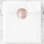 Sticker Rond Rose Gold - Rose Pâle Pailleur Métal Monogramme No (Sac)