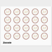 Sticker Rond Rose Gold Rose Parties scintillant Initiale Faveur (Feuille)