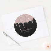 Sticker Rond Rose Gold Schwarz Glitter moderne (Enveloppe)