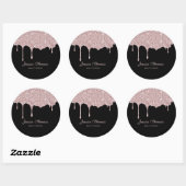 Sticker Rond Rose Gold Schwarz Glitter moderne (Feuille)