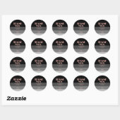 Sticker Rond Rose Gold Script Gris noir rayures Anniversaire (Feuille)