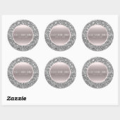 Sticker Rond Rose Gold & Silver Parties scintillant Mariage élé (Feuille)