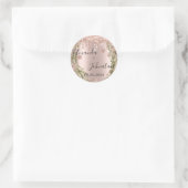 Sticker Rond Rose Gold Simplement Nom Date Florales Gouttes (Sac)