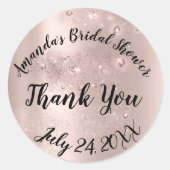 Sticker Rond Rose Gold Spark Merci Cadeau de Mariage Doux (Devant)