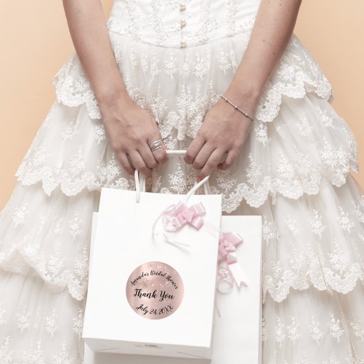 Sticker Rond Rose Gold Spark Merci Cadeau de Mariage Doux