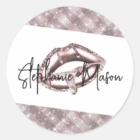 Sticker Rond Rose Gold Sparkle Parties scintillant Lèvres Artis (Devant)