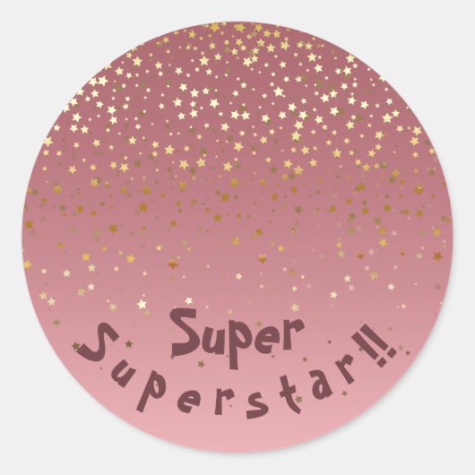 Sticker Rond Rose Gold Stars Thème "Superstar" (Devant)