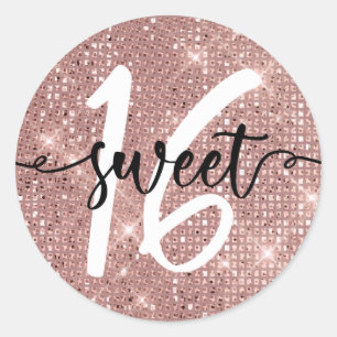 Sticker Rond Rose Gold Sweet sixteen Shimmer