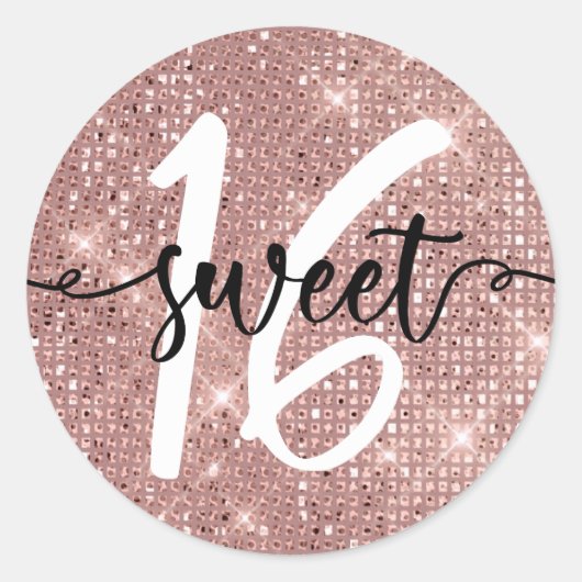 Sticker Rond Rose Gold Sweet sixteen Shimmer (Devant)