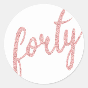Sticker Rond Rose Gold White 40 Anniversaire Parties scintillan