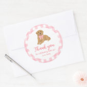Sticker Rond Rose Golden Retriever Anniversaire Merci Favoriser (Enveloppe)