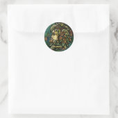 Sticker Rond Rose Gorgon de serpents de Medusa verte (Sac)