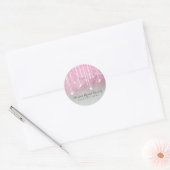 Sticker Rond Rose Gris Blanc Lune et Étoiles Baby Shower Célest (Enveloppe)