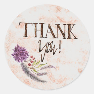 Sticker Rond Rose gris-or violet Dahlia